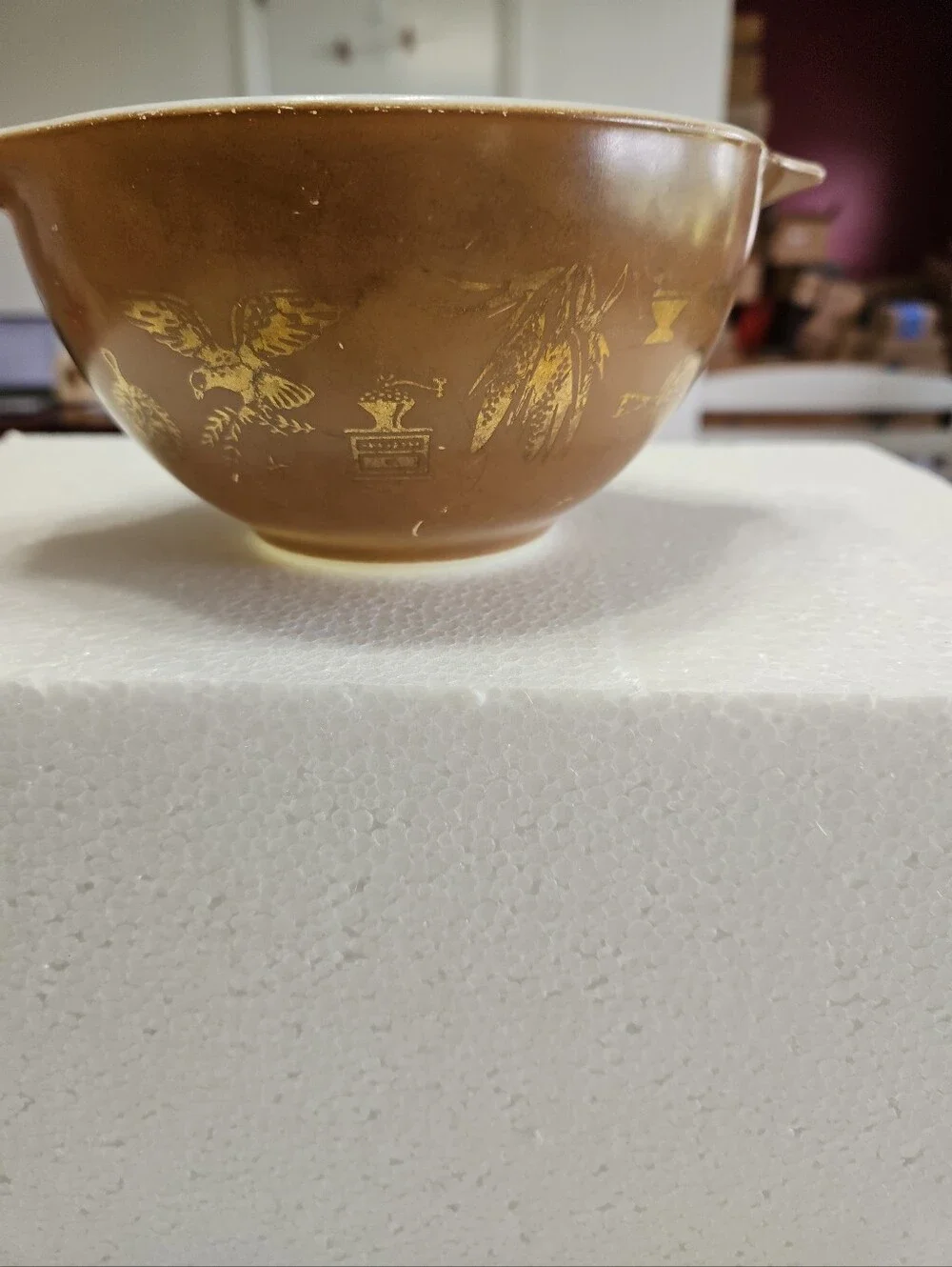 PYREX Vintage Early American Cindrella 1.5 Pint Brown & Gold Bowl #441